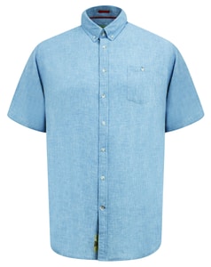 D555 Falmouth 1 Linen Short Sleeve Shirt Blue